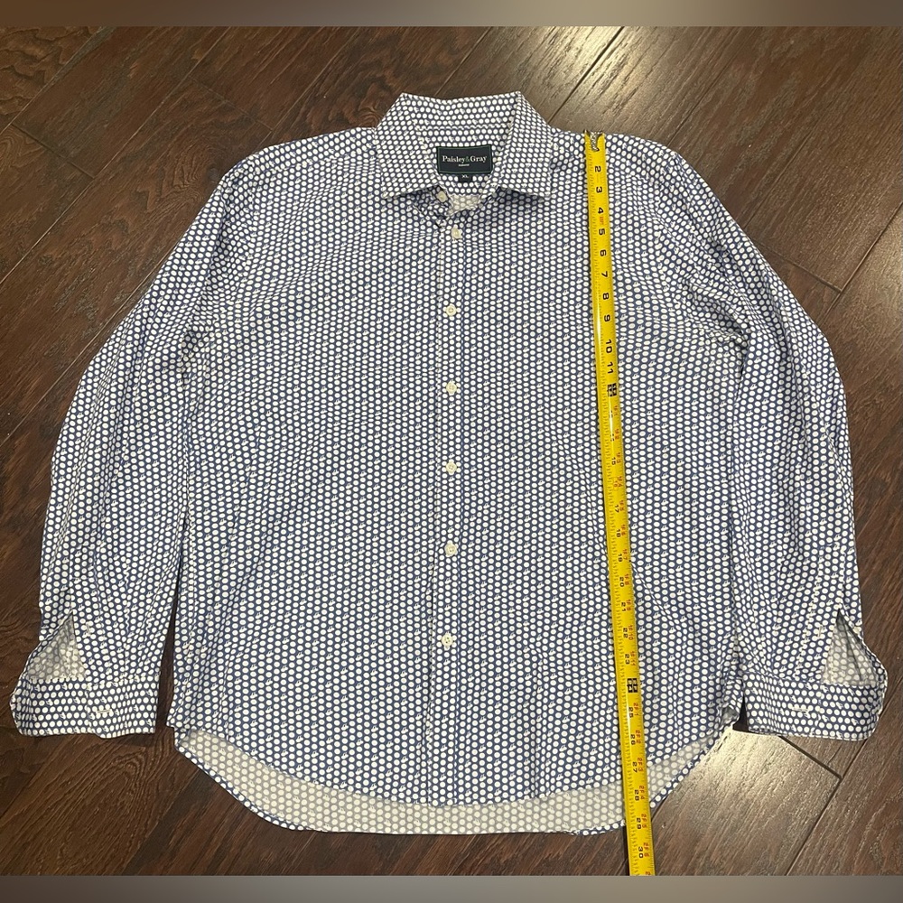 Paisley & Gray Men's X Large Slim Fit Blue White Button Up Long Sleeve